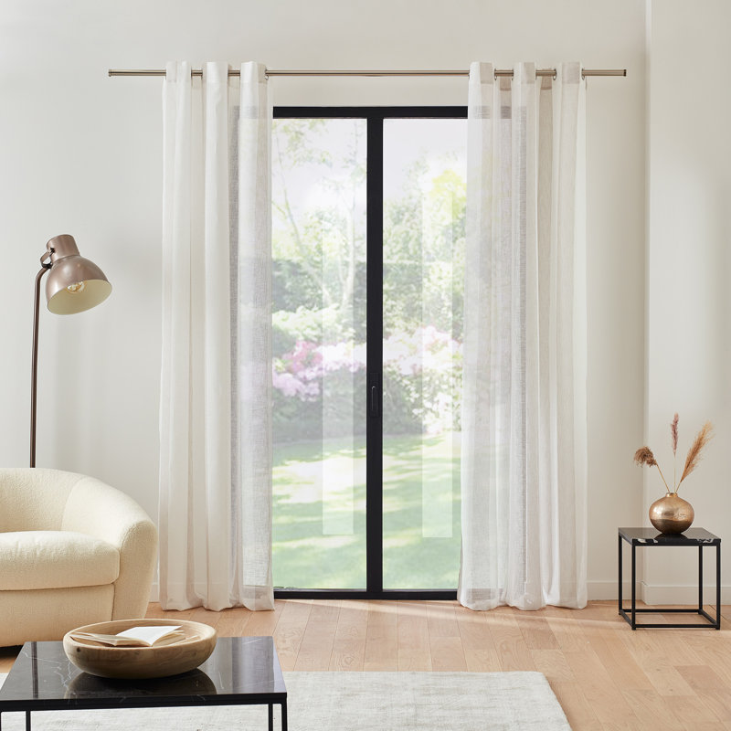 Timeo Sheer Curtain Single Panel, White/Natural