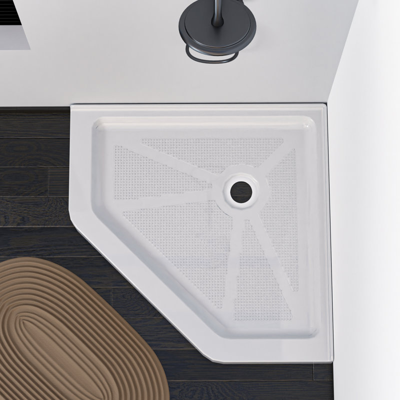 38" W x 38" D White Neo-Angle Double threshold Shower Base