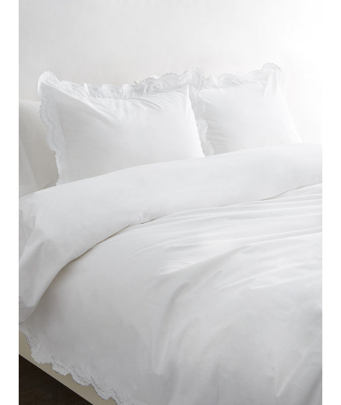 Berrada Double Scalloped 100% Cotton Sham, White