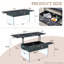 Table basse réglable en hauteur de 43,3 pouces avec rangement en verre trempé rustique pour le salon et le bureau-24233125