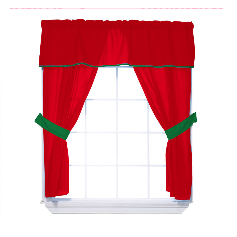 Semi Sheer Sliding Panel Pair, Red/Green