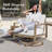 Patio Aluminum 5 Person Swivel Conversation Set With Concrete Table And Ottomans-1684712318