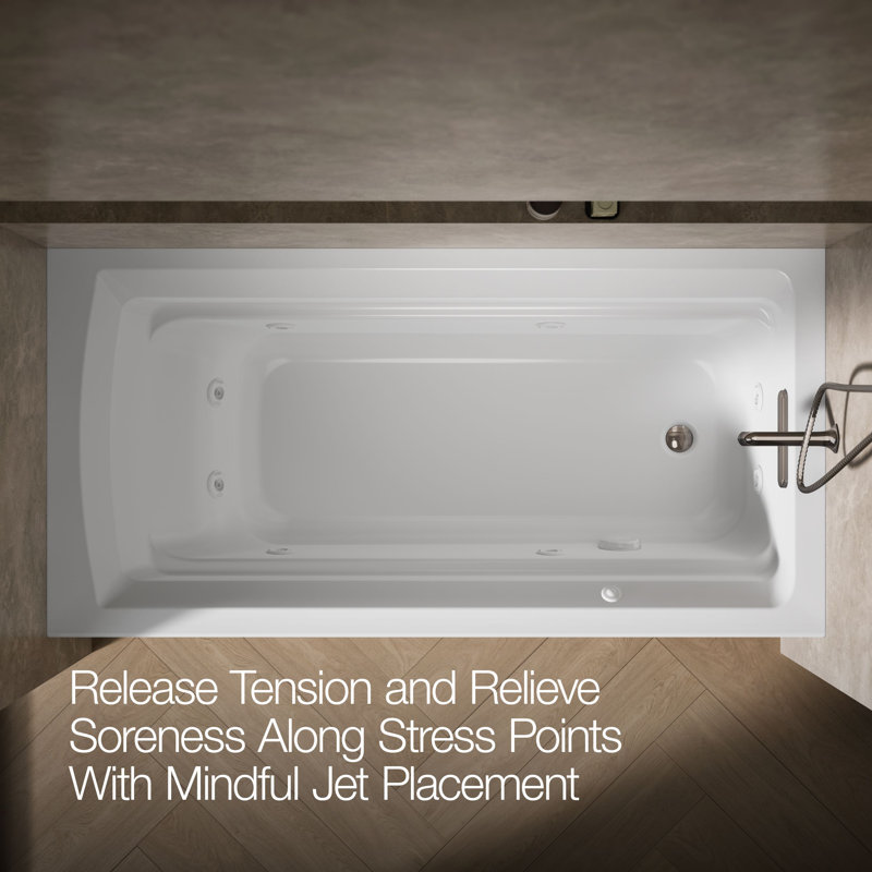 Archer® Alcove 72" x 36" Whirpool Bathtub, Right, White