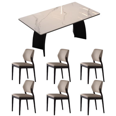 Beautiful Atmosphere Rock Slab Dining Table Set