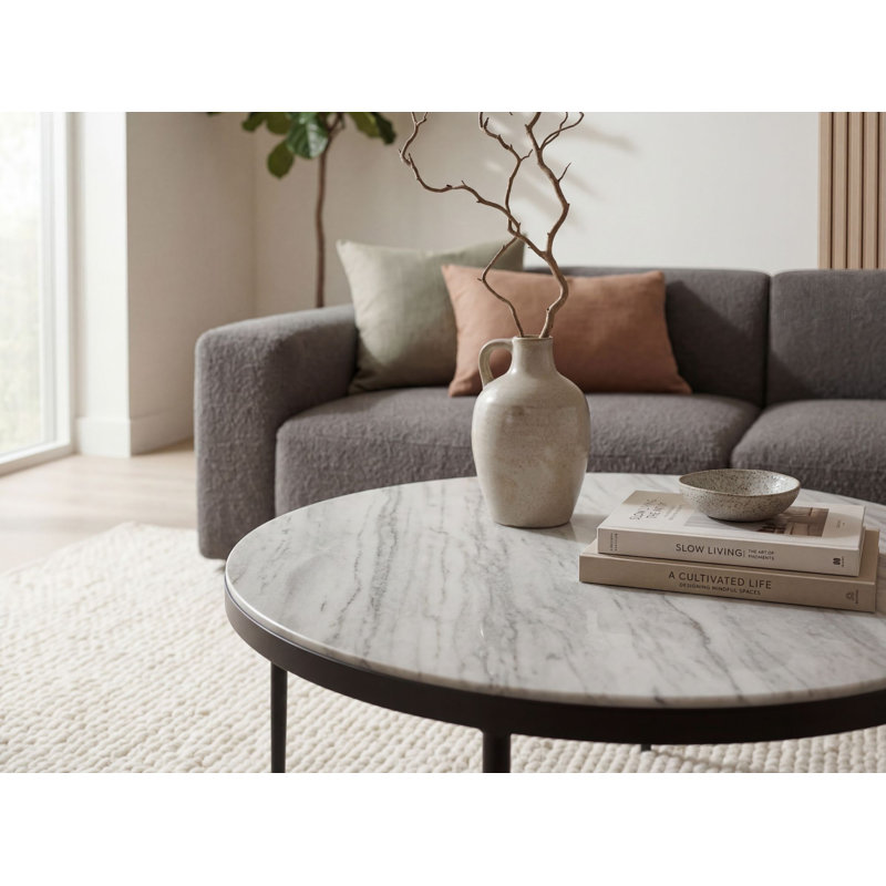 Round White Marble Coffee Table