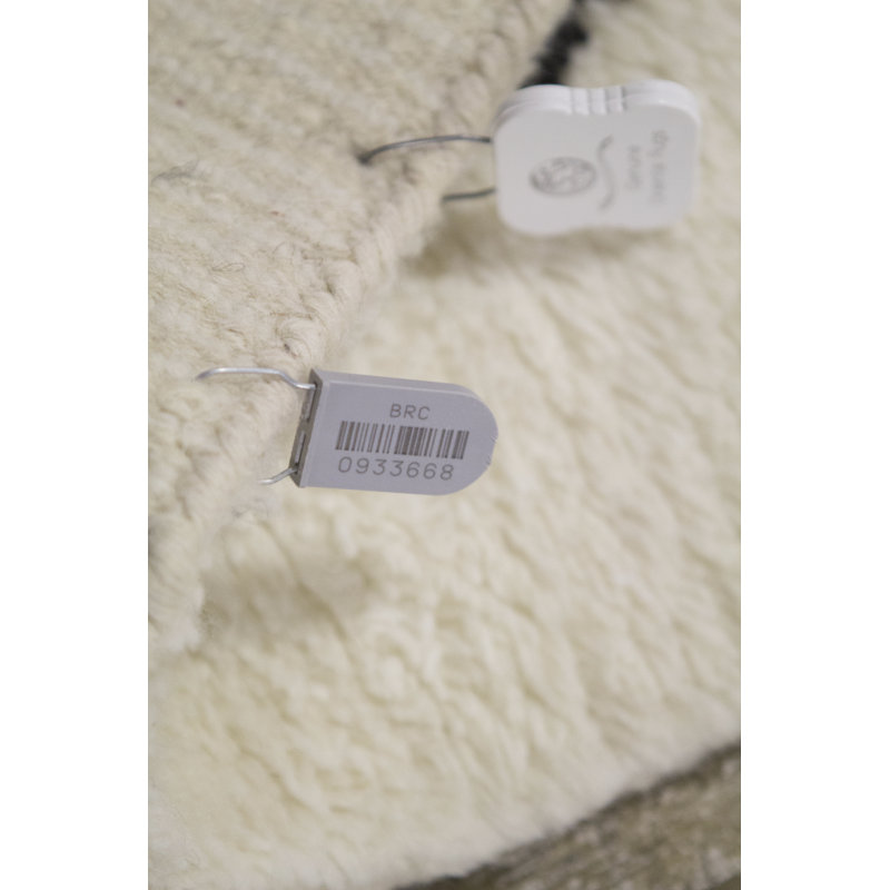 Moroccan Wool Southwestern Area Rug in Ivory/Black, Rectangle 9' x 12'