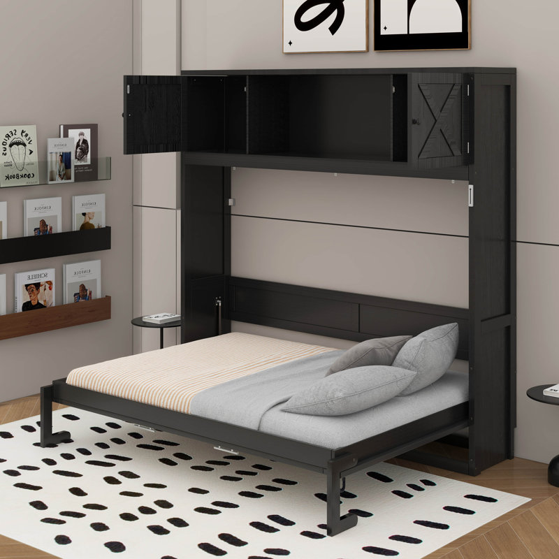 Lit escamotable double avec armoires de rangement