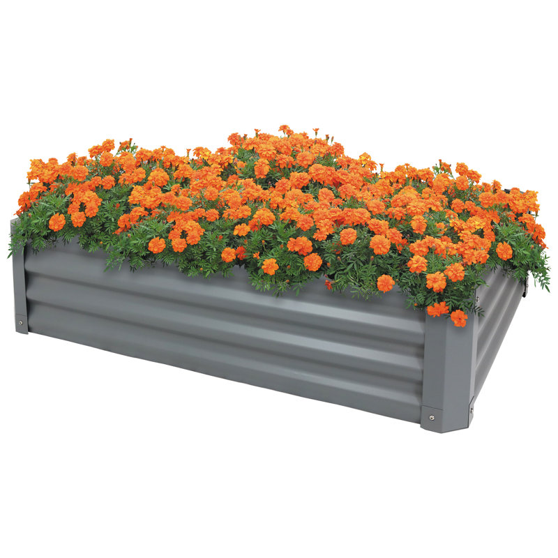 Lit de jardin surélevé rectangulaire en acier galvanisé 47,25 po x 35,5 po x 11,75 po Tollette, gris