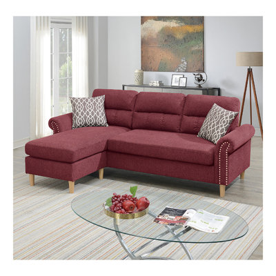 Canapé modulaire réversible en velours rouge paprika