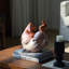 Objet décoratif en céramique en forme de cheval rose