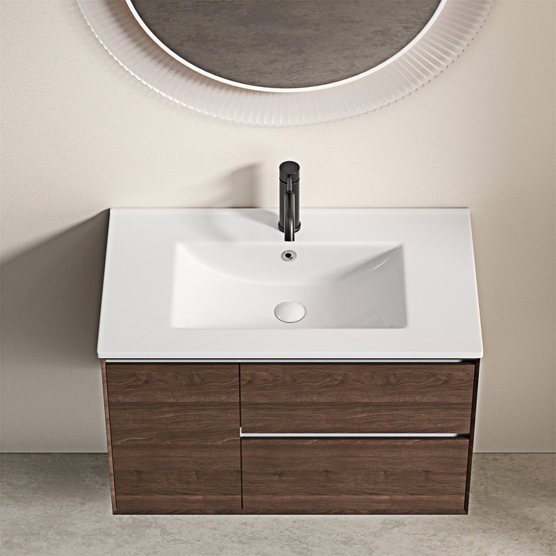 Lavabo vasque de salle de bain, comptoir de meuble-lavabo en céramique avec trop-plein