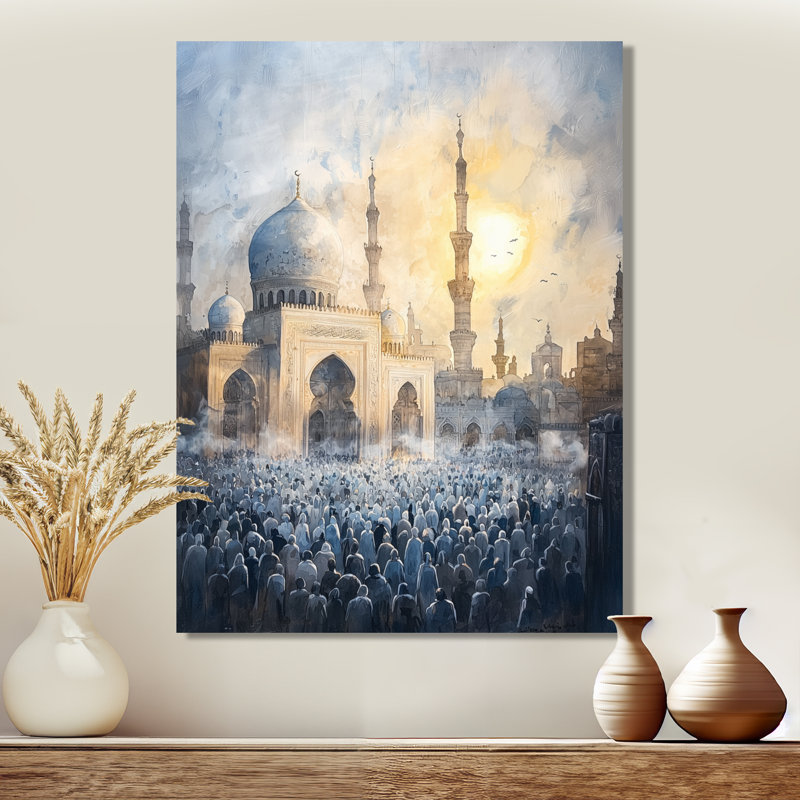 «Prayer Time Cairo égypt III», décoration murale en métal, impression traditionnelle, H 20 po x l 12 po x P 0,84 po