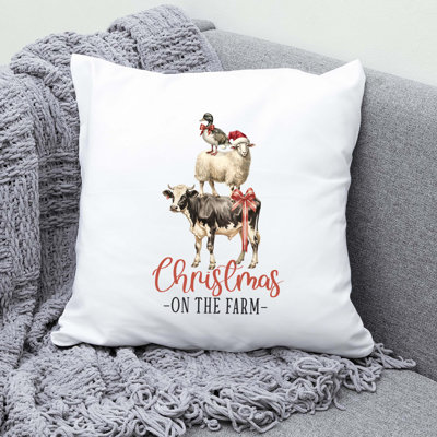 Christmas Farm_11 Reversible Throw Pillow