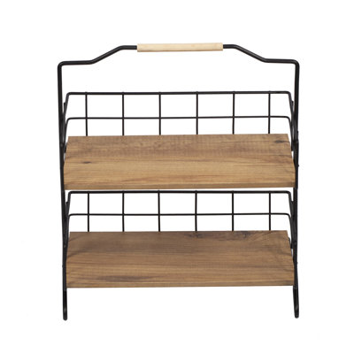 Metal Frame 2-Tier Bath Shelf – 12" W X 6" H X 16" D – Black