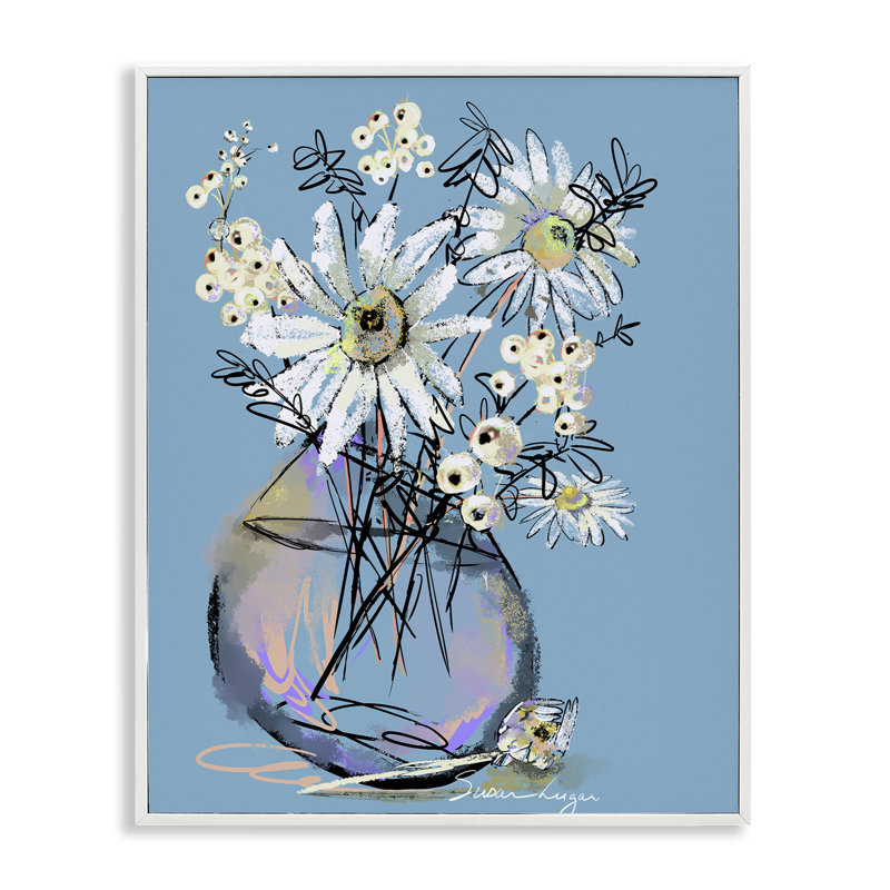 «Snow Berries And Daisies», giclée encadrée, conception par Susan Lugar, H 30 po x l 24 po