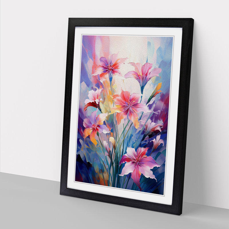 Wildflowers Futurism - Framed Print, 34cm H x 25cm W x 2cm D, Black
