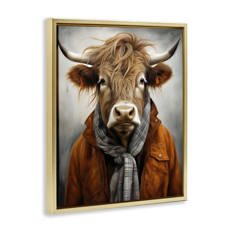 Cadre flottant Buster Bull Horn, design par Ray Powers, H 31 po x l 25 po, Cadre flottant métallique doré