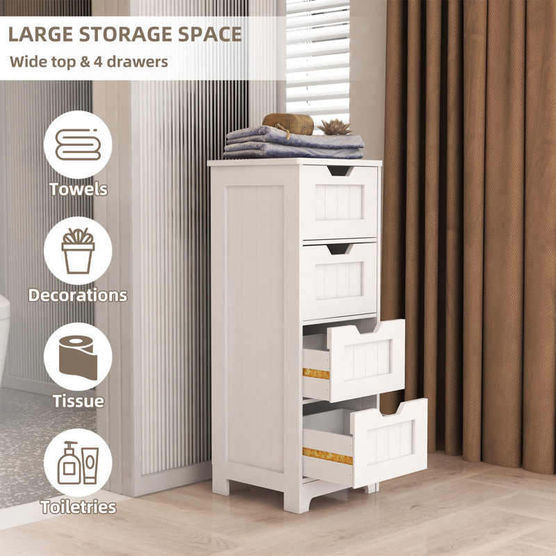 Armoire de rangement autoportante 4 tiroirs blanc