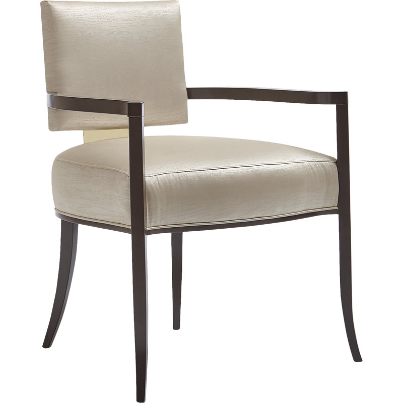 Reserved Seating Upholstered Arm Chair, Light Yellow, Bronze/Gold