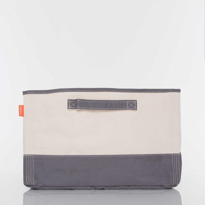 CB Station Fabric Decorative Bin, Natural/Gray Trim