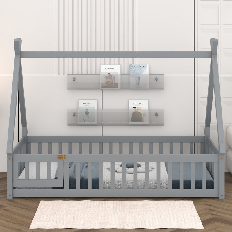 Lit plateforme Aggappora, Gris, Lit simple 1