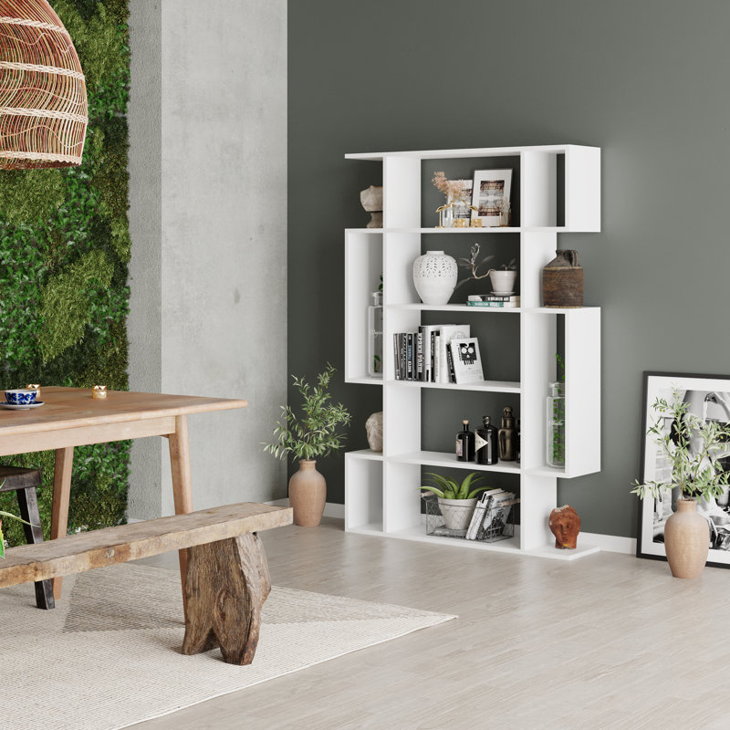 Mito 5 Tiers Wall Mounted Bookcase Modern Display Unit, White