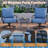 Outdoor Swivel Rocker Patio Chairs With Coffee Table 3 Pcs Bistro Set-1465726370