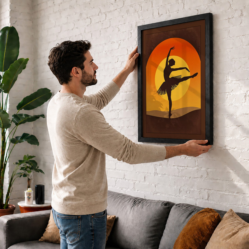 Dancer At Sunset Modern - Print, A2 - 59.4 x 42.0 cm, Oak