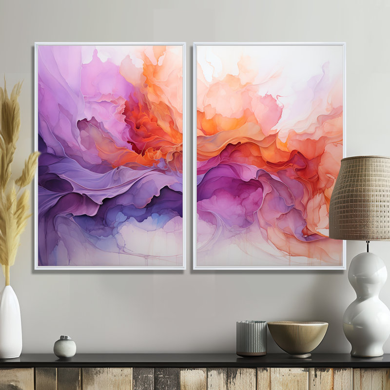 Vibrant Swirls - Modern Canvas Prints 2 Panels, 36" H x 48" W, Impression encadrée flottante, White