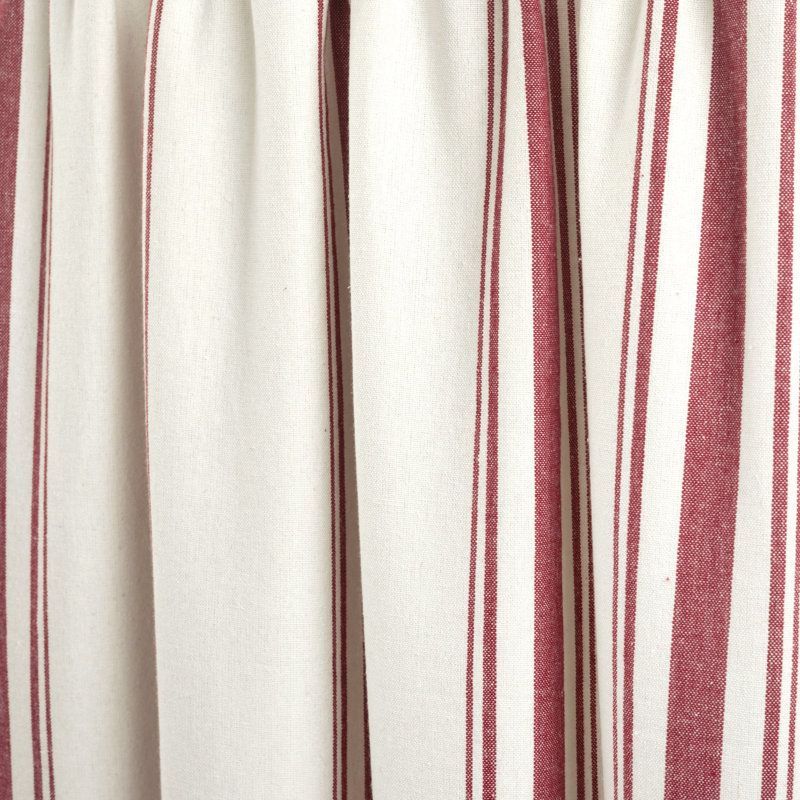 Red and White Striped Cotton Rod Pocket Window Valance