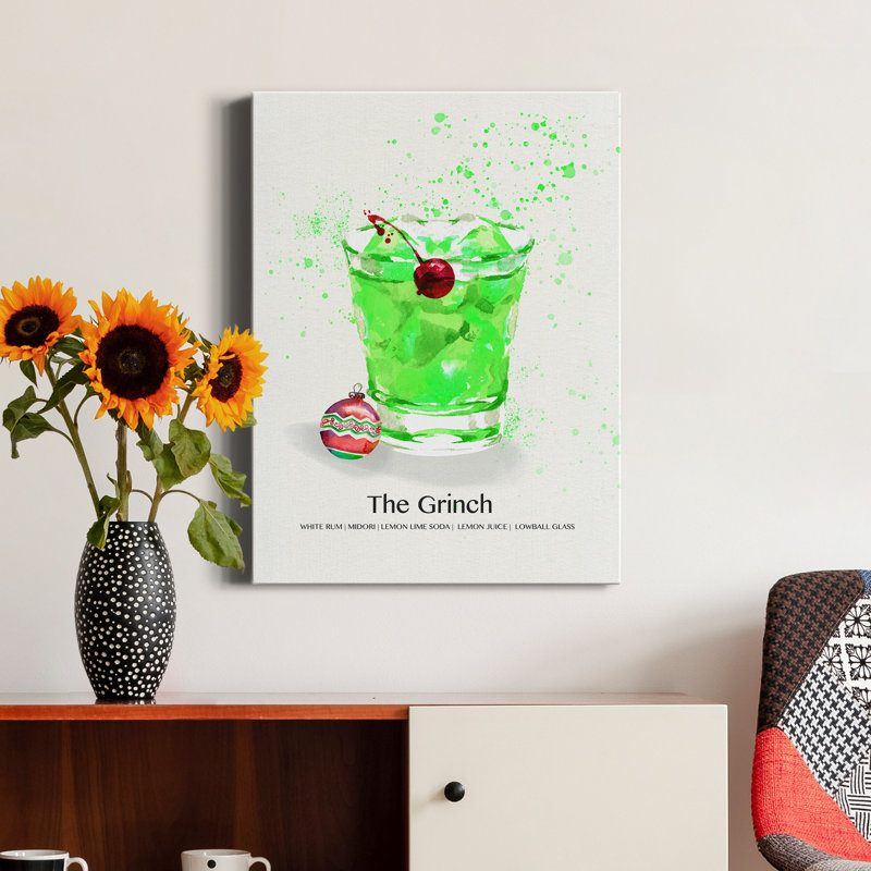 «The Grinch Cocktail» par Susan Jill, reproduction d'art sur toile tendue, H 20 po x l 16 po x P 1 po