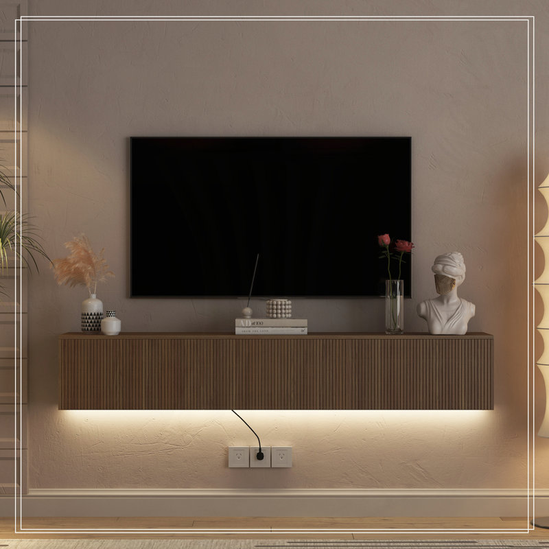 Floating TV Stand Wall Mounted with 16 Color LEDs,69" Modern TV Stand, Floating TV Cabinet Entertainment Center for 55 60 65 Inch TV