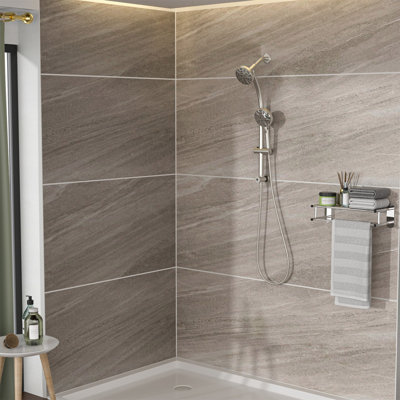 Pomme de douche double multifonction - Système de douche avec pomme de douche à pluie de 4,7 po, douche à main 8 fonctions, barre coulissante réglable