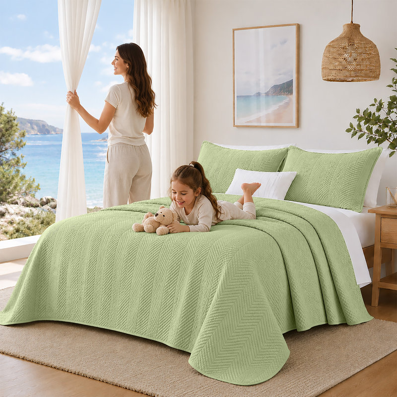 Couvre-lits d'été légers prélavés Imperial, Vert olive, Twin ( 66 inc x 86 inc )
