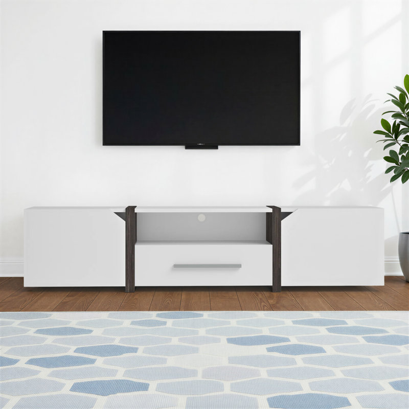 Badiu TV Stand for TVs up to 78", White/Dark Gray