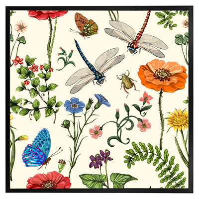 Crellin Flowers & Insects 1 Piece Single Picture Frame Wall Art