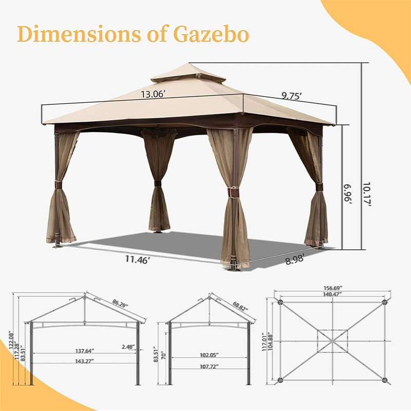 Pavillon de jardin extérieur avec moustiquaire