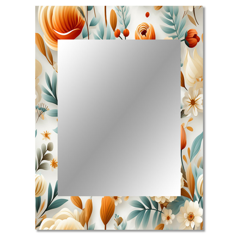 Braynon orange coquelicots jardin sérénité - grand miroir mural floral, miroir unique floral, impression d'art en métal