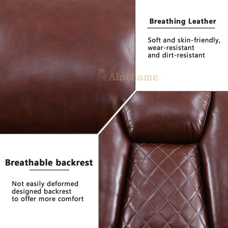 3-Pieces 210" Breathing Leather Power Reclining Living Room Set with LED Lighting,Cup holder,Wireless Charger(Set of 3)
