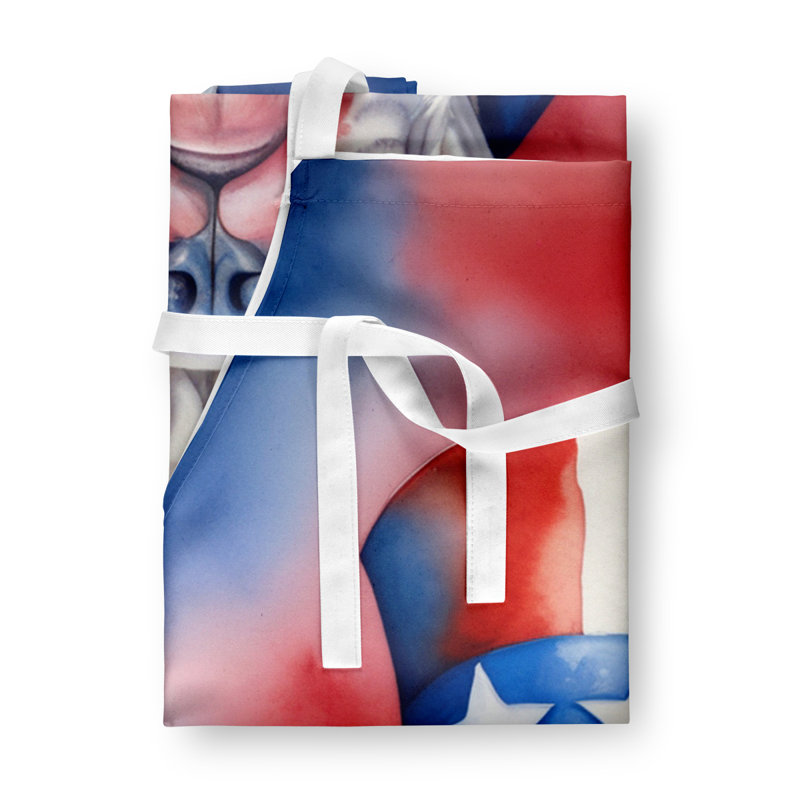 Patriotic American Apron, White English Bulldog