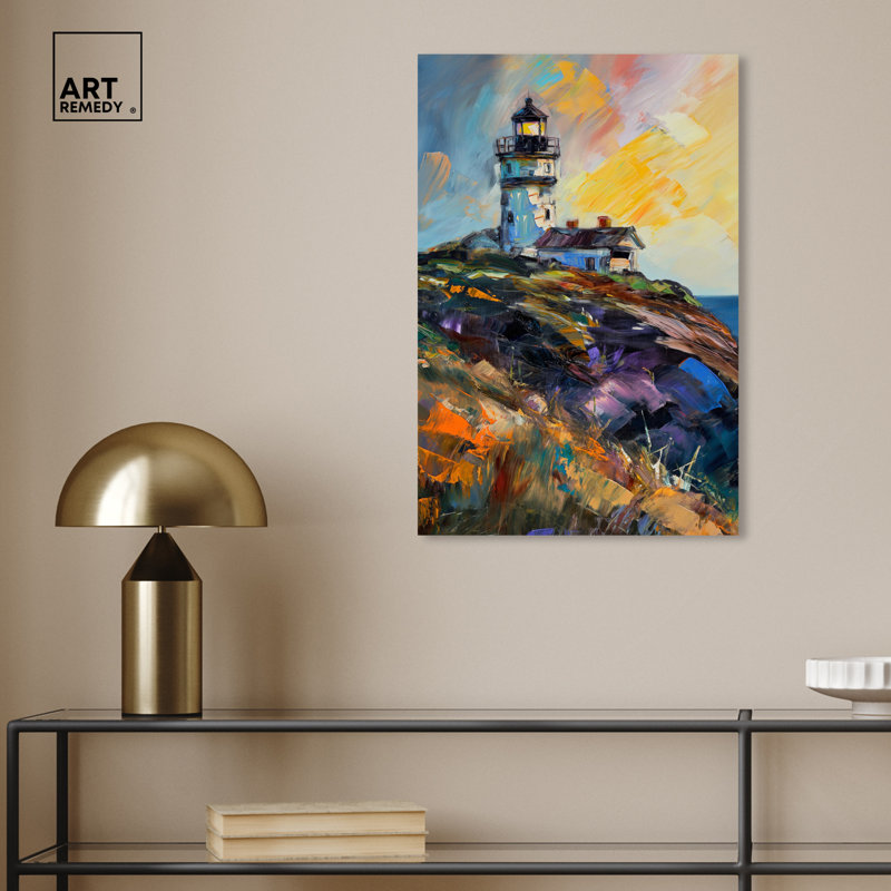 Phare coloré, Toile tendue, H 24 po x l 16 po