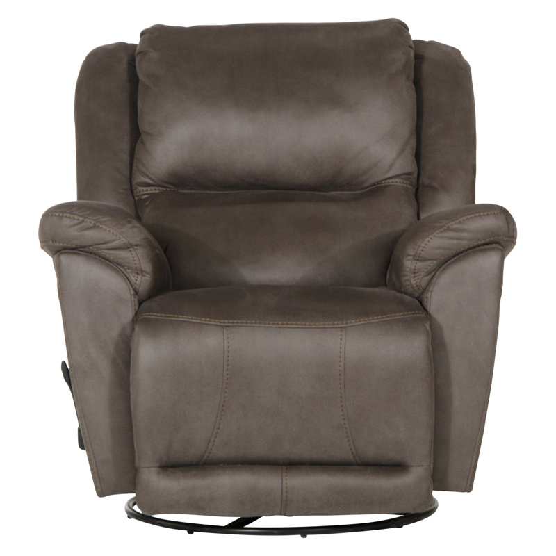 Cole Upholstered Swivel Glider Recliner, Gray Polyester