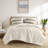Neutral Stripe Textured 3-piece Bedding Sets, Polyester Comforter With Shams, Full/queen