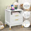 Table de chevet 2 tiroirs avec station de charge Vista, table de chevet avec tiroirs de rangement, table de chevet pour chambre à coucher, table de bout ou table d'appoint pour le salon, P 15,5 po x l 18,9 po x H 24 po