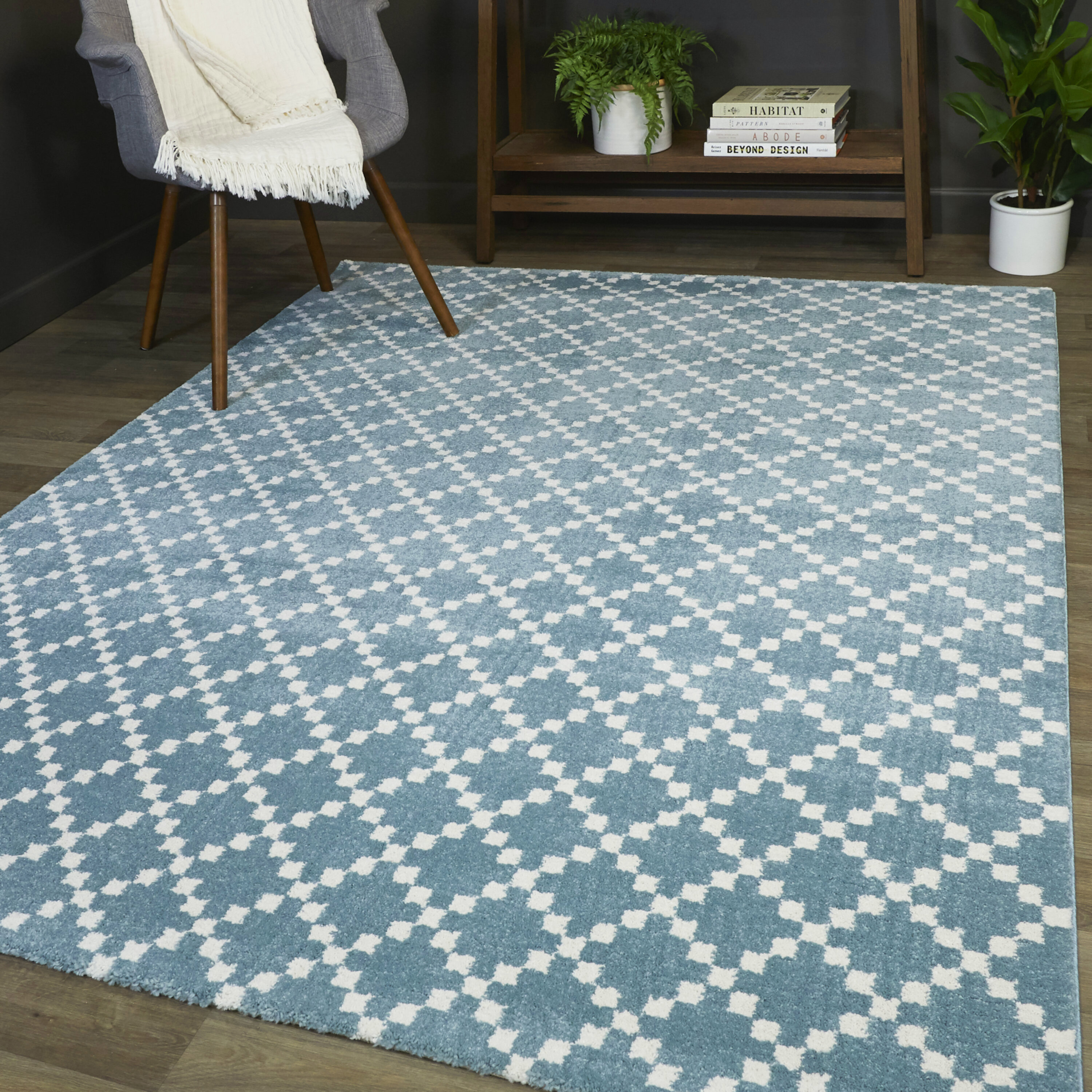 Latitude Run® Geometric Blue Area Rug Wayfair