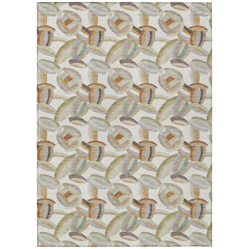 Machine Washable Indoor/Outdoor Chantille ACN2454 Casual Rug, Ivory, 3' x 5'