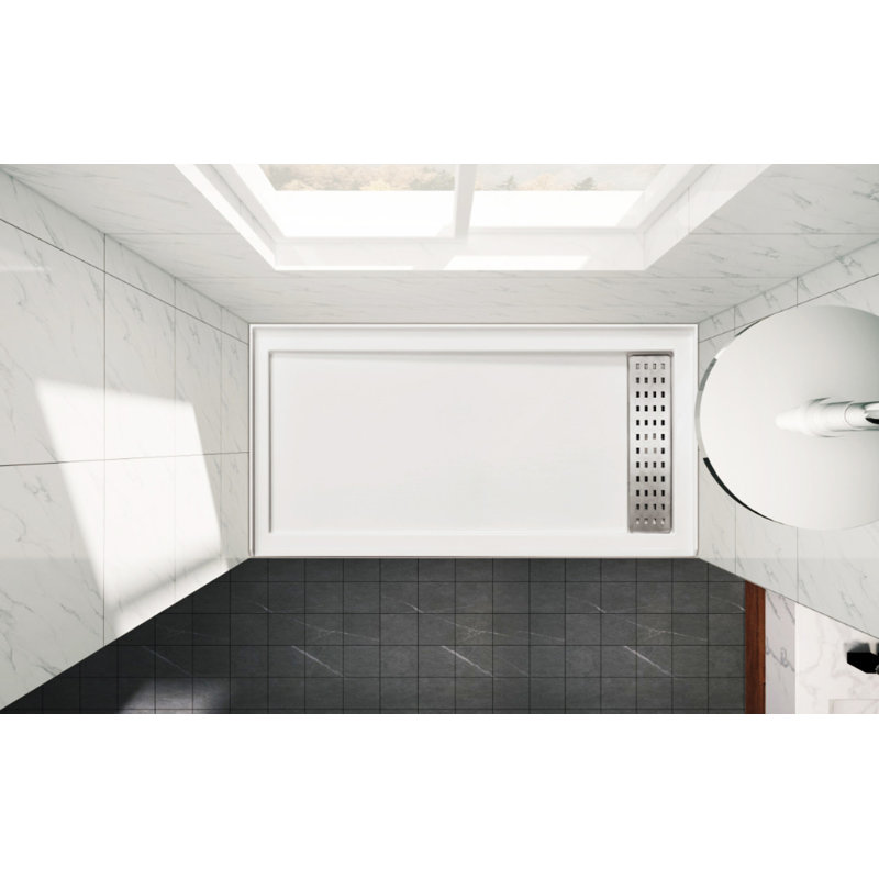 Kingston Brass Curacao 60-Inch x 32-Inch Anti-Skid Acrylic Single Threshold Shower Base with Drain, Left