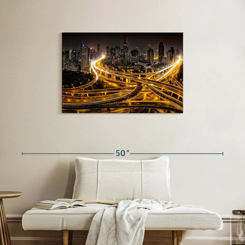 Nicci Shanghai Skyline At Night, 24" H x 36" W
