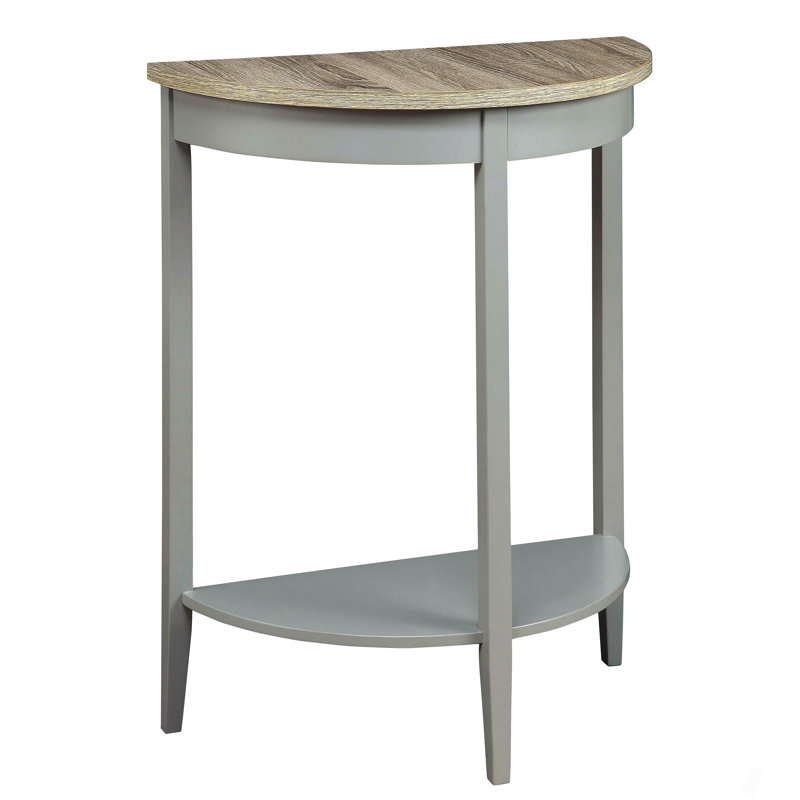 Grey Oak And Grey Half Moon Console Table With Bottom Shelf