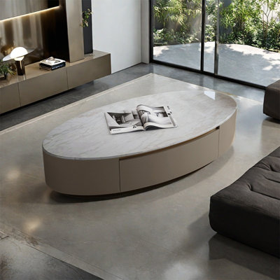 Light luxury oval marble coffee table